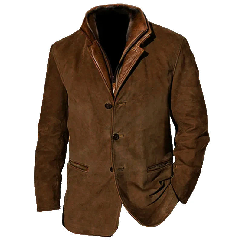 Veste Vintage en Daim pour Homme - Style Automnal Élégant