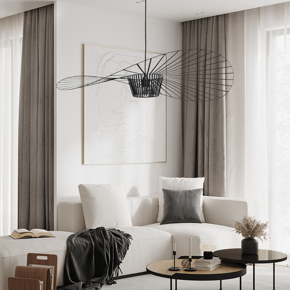 Suspension Moderne Rosland Vertigo - Design Chapeau de Paille Élégant et Unique