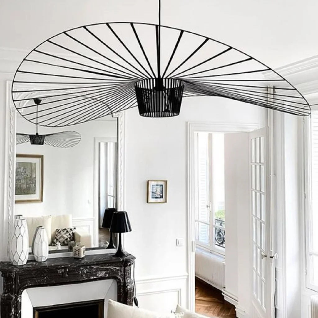 Suspension Moderne Rosland Vertigo - Design Chapeau de Paille Élégant et Unique