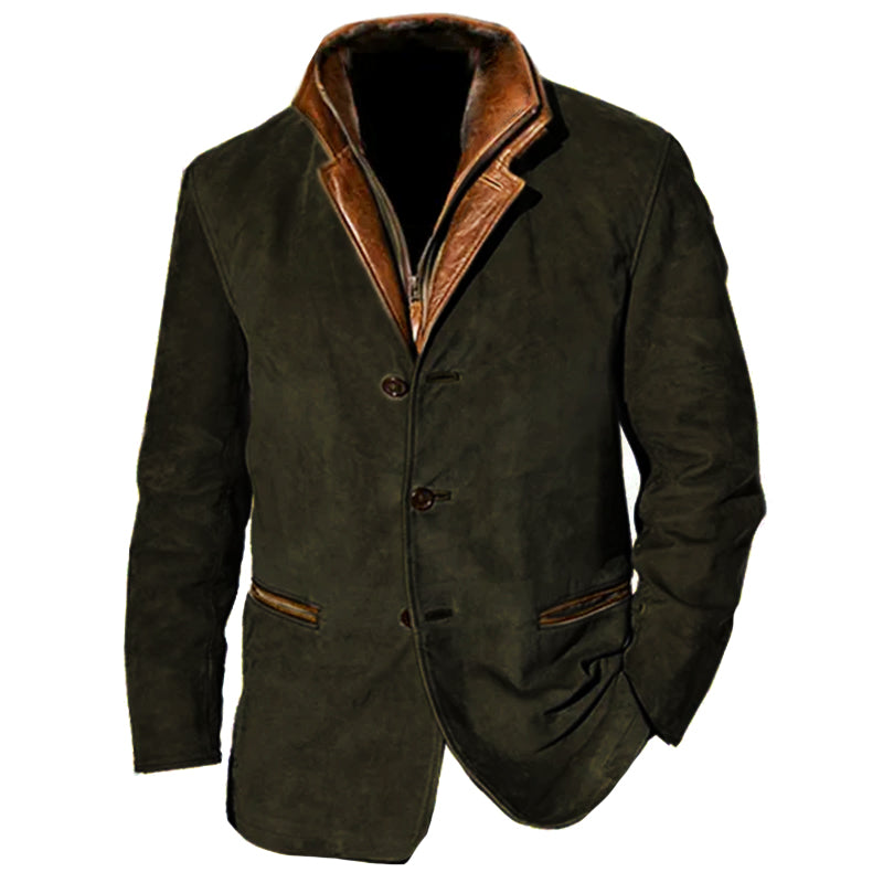 Veste Vintage en Daim pour Homme - Style Automnal Élégant