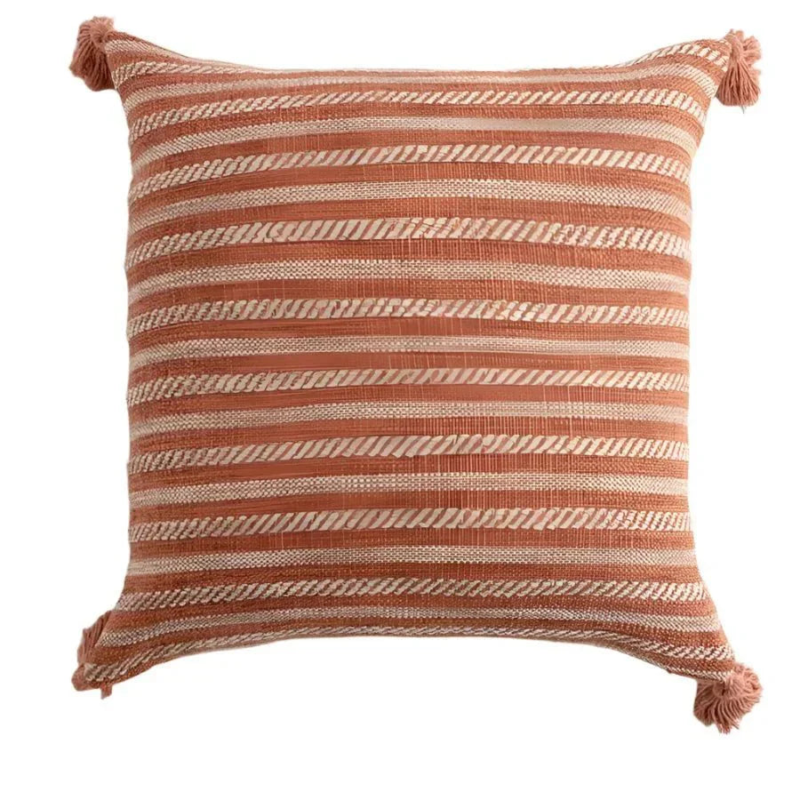 Soulety - Housse de Coussin Décorative avec Franges en Lin - Soulety