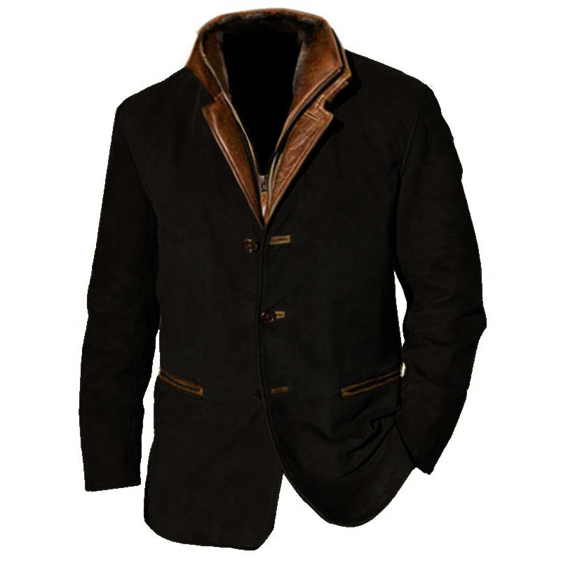 Veste Vintage en Daim pour Homme - Style Automnal Élégant